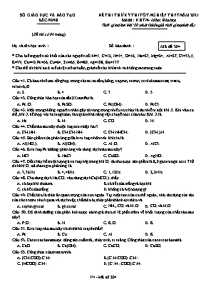 Đề thi thử Tốt nghiệp THPT môn Hóa học - Mã đề 204 - Năm học 2020-2021 - Sở giáo dục và đào tạo Bắc Ninh (Có đáp án)